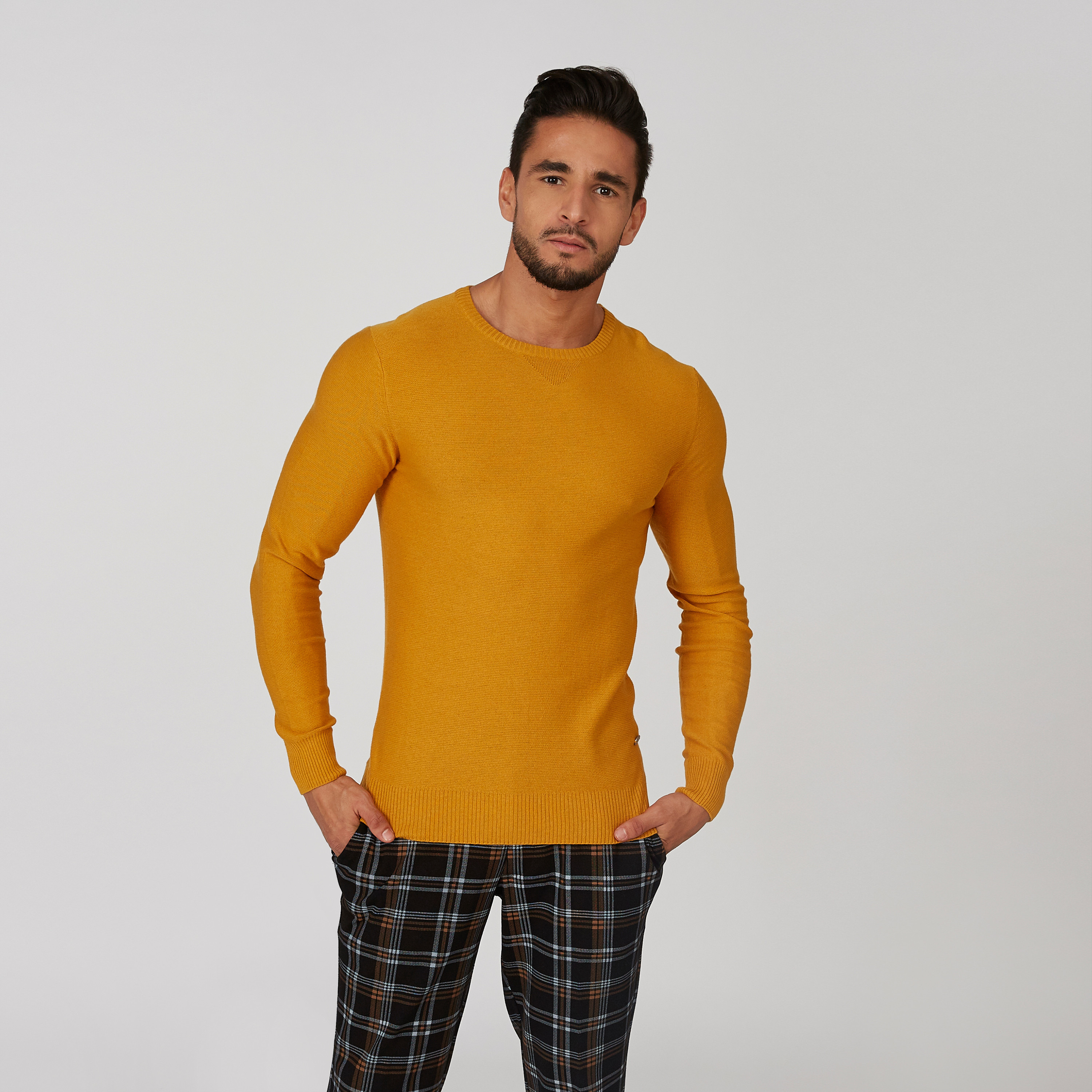 كنزة بارزة الملمس بياقة مستديرة وأكمام طويلة-men-clothing-sweatersandpullovers-image-6