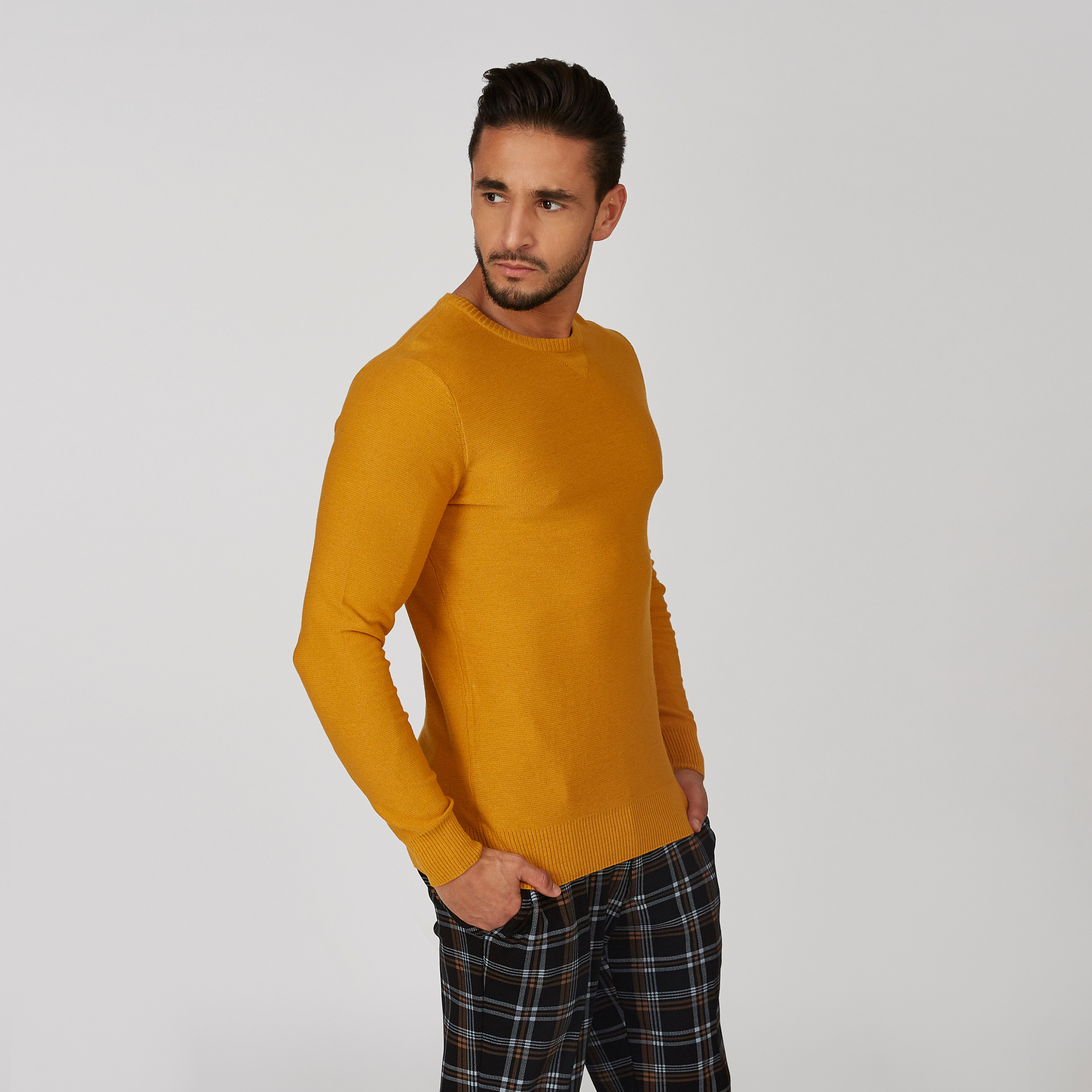 Textured Sweater with Round Neck and Long Sleeves-men-clothing-sweatersandpullovers-image-3