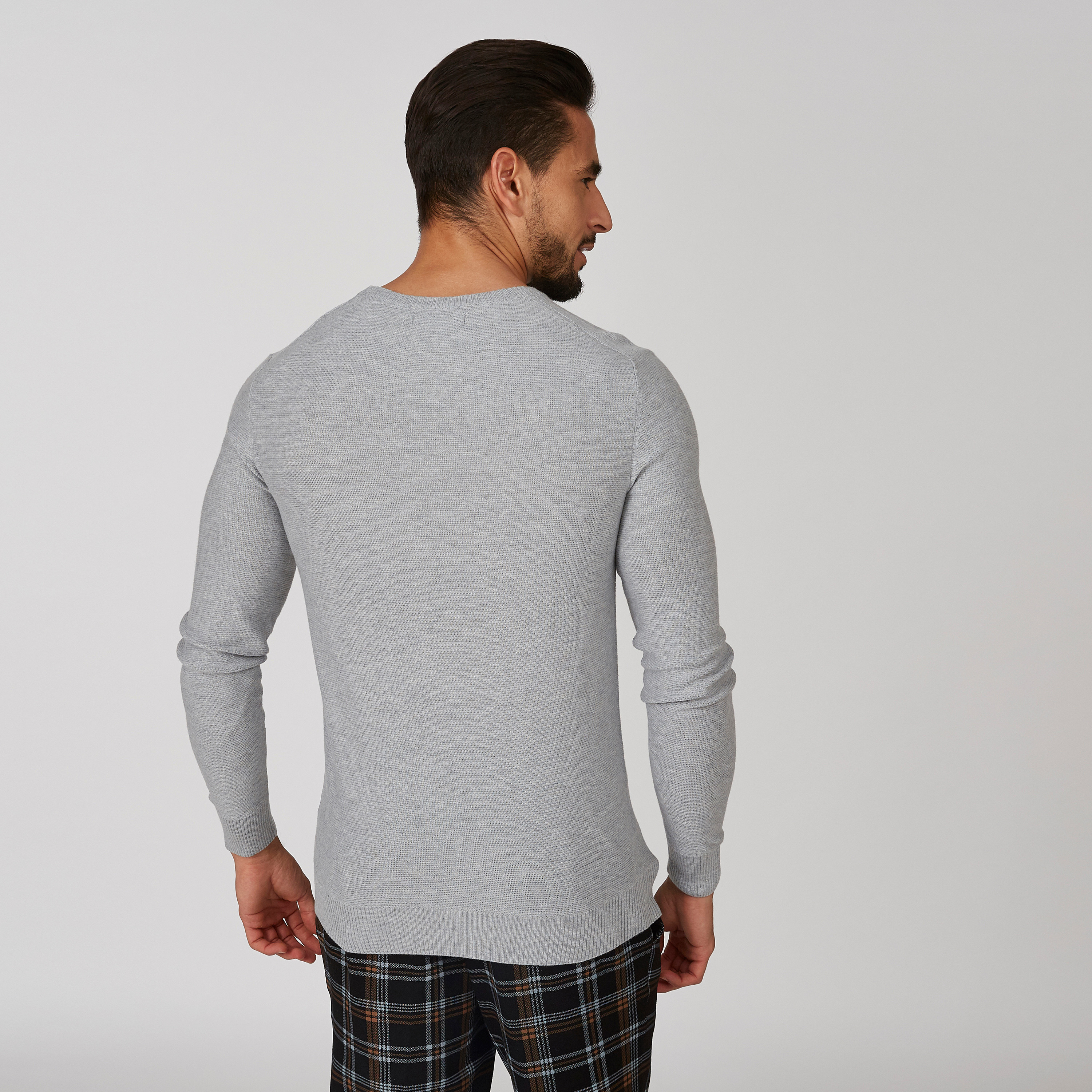 كنزة بارزة الملمس بياقة مستديرة وأكمام طويلة-men-clothing-sweatersandpullovers-image-2