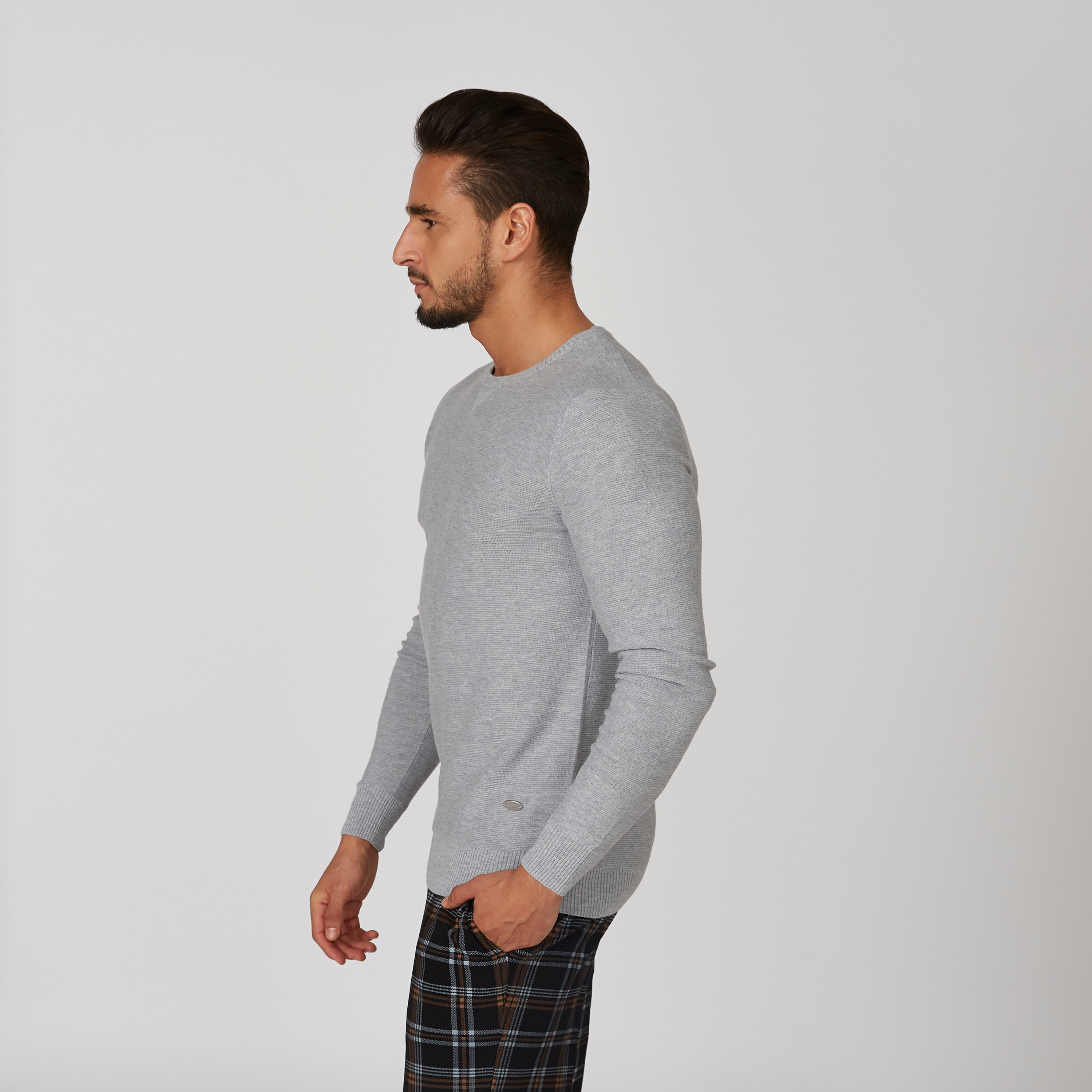 كنزة بارزة الملمس بياقة مستديرة وأكمام طويلة-men-clothing-sweatersandpullovers-image-3