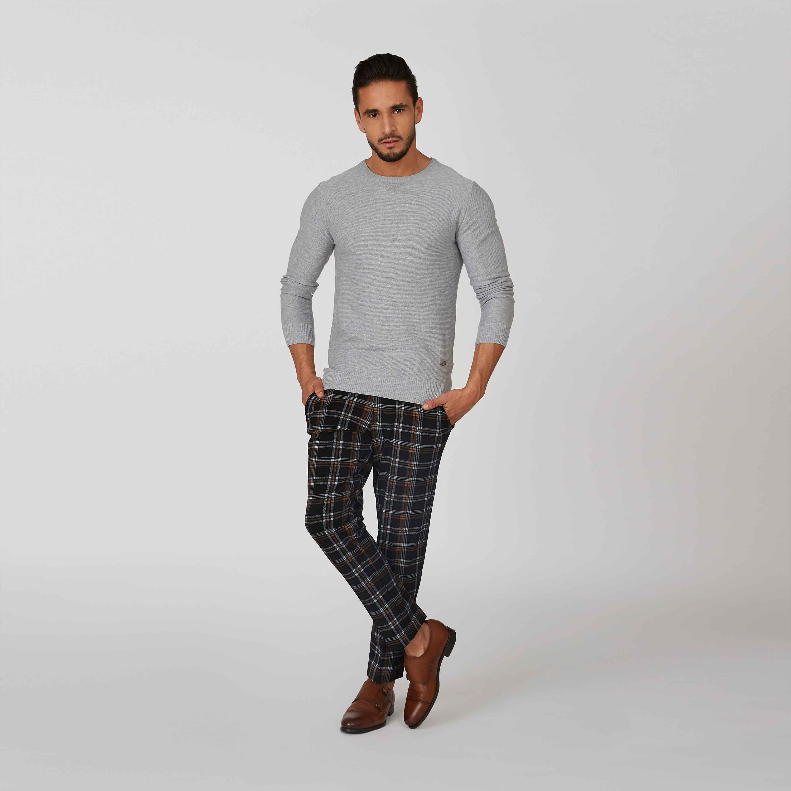 كنزة بارزة الملمس بياقة مستديرة وأكمام طويلة-men-clothing-sweatersandpullovers-image-5