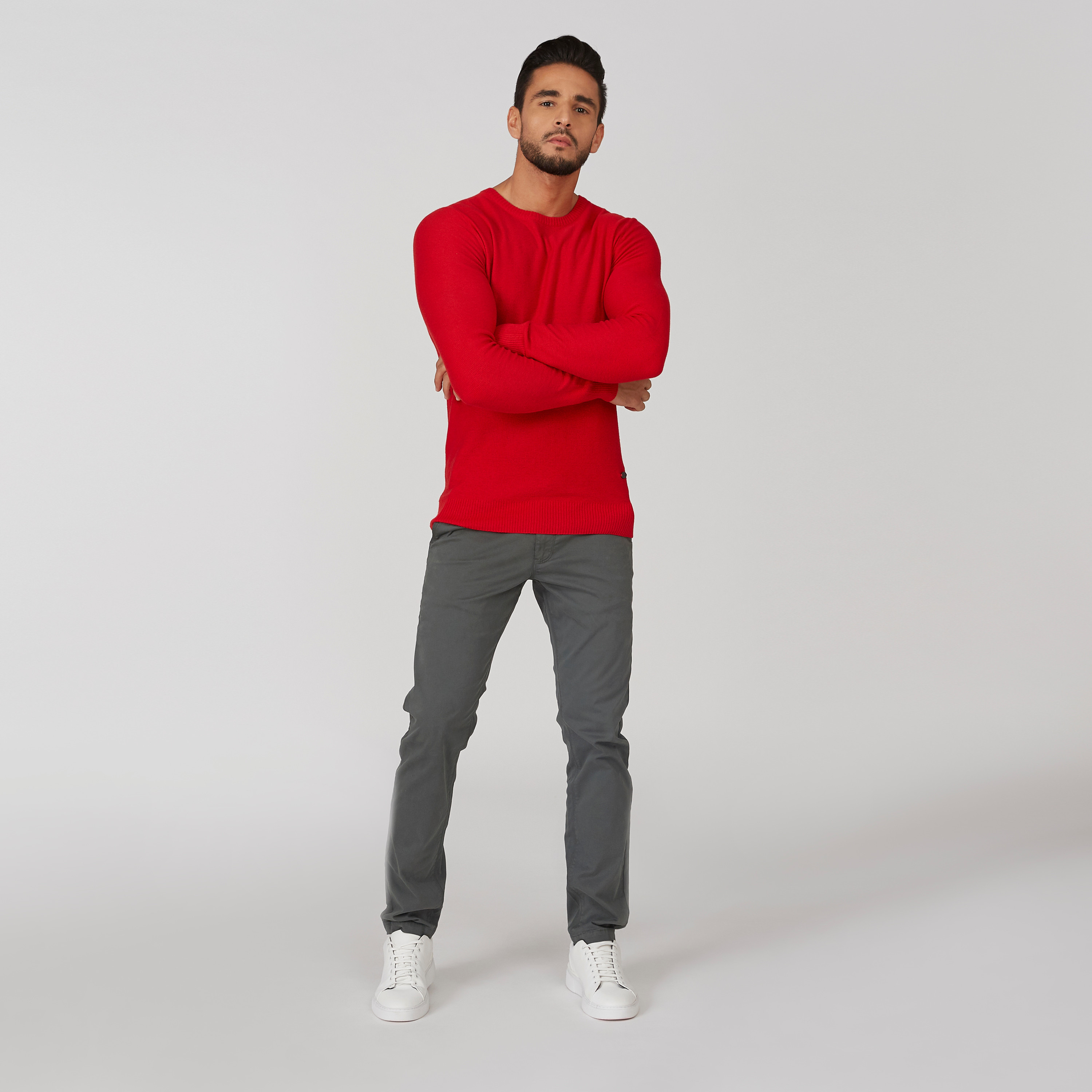 كنزة بارزة الملمس بياقة مستديرة وأكمام طويلة-men-clothing-sweatersandpullovers-image-15