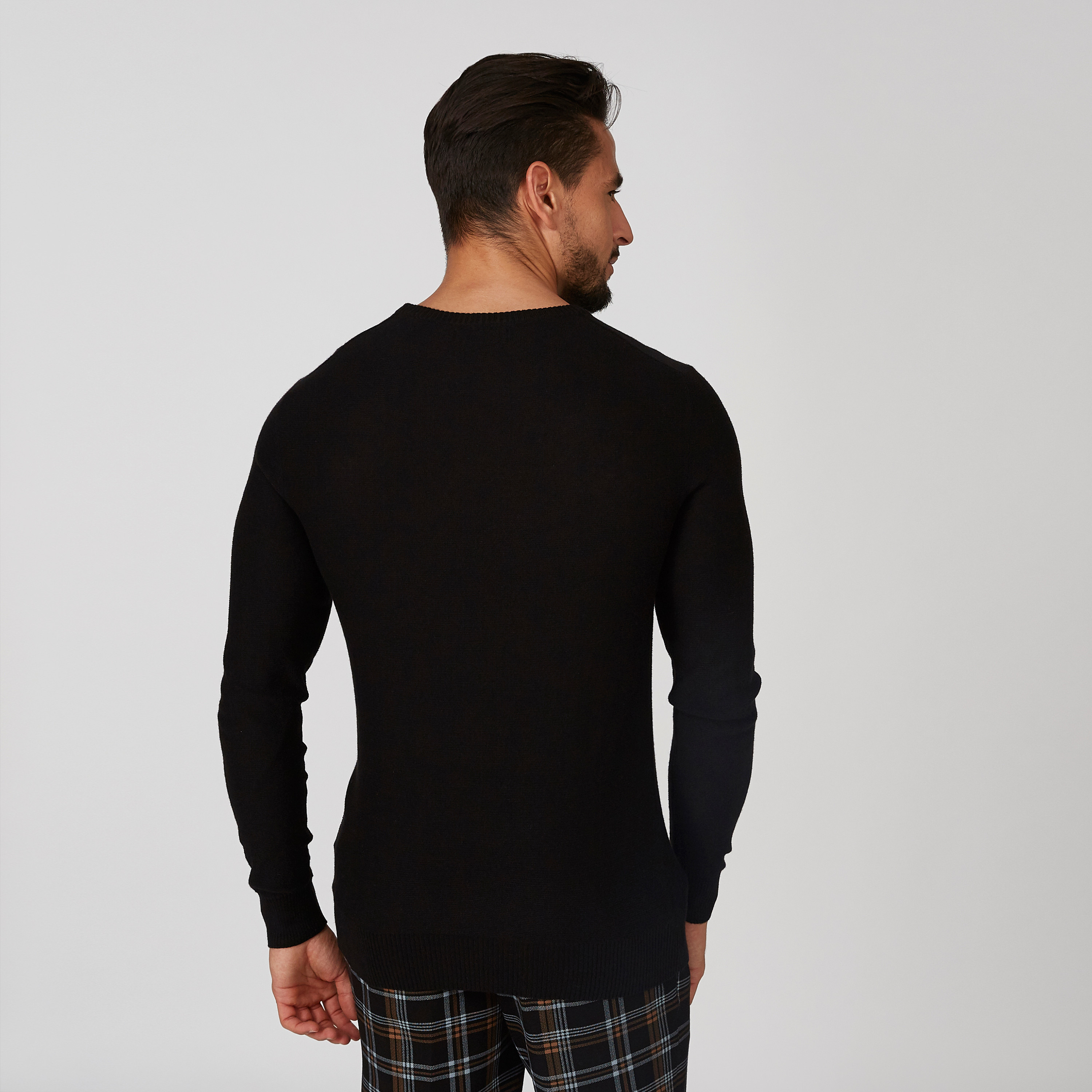 كنزة بارزة الملمس بياقة مستديرة وأكمام طويلة-men-clothing-sweatersandpullovers-image-22