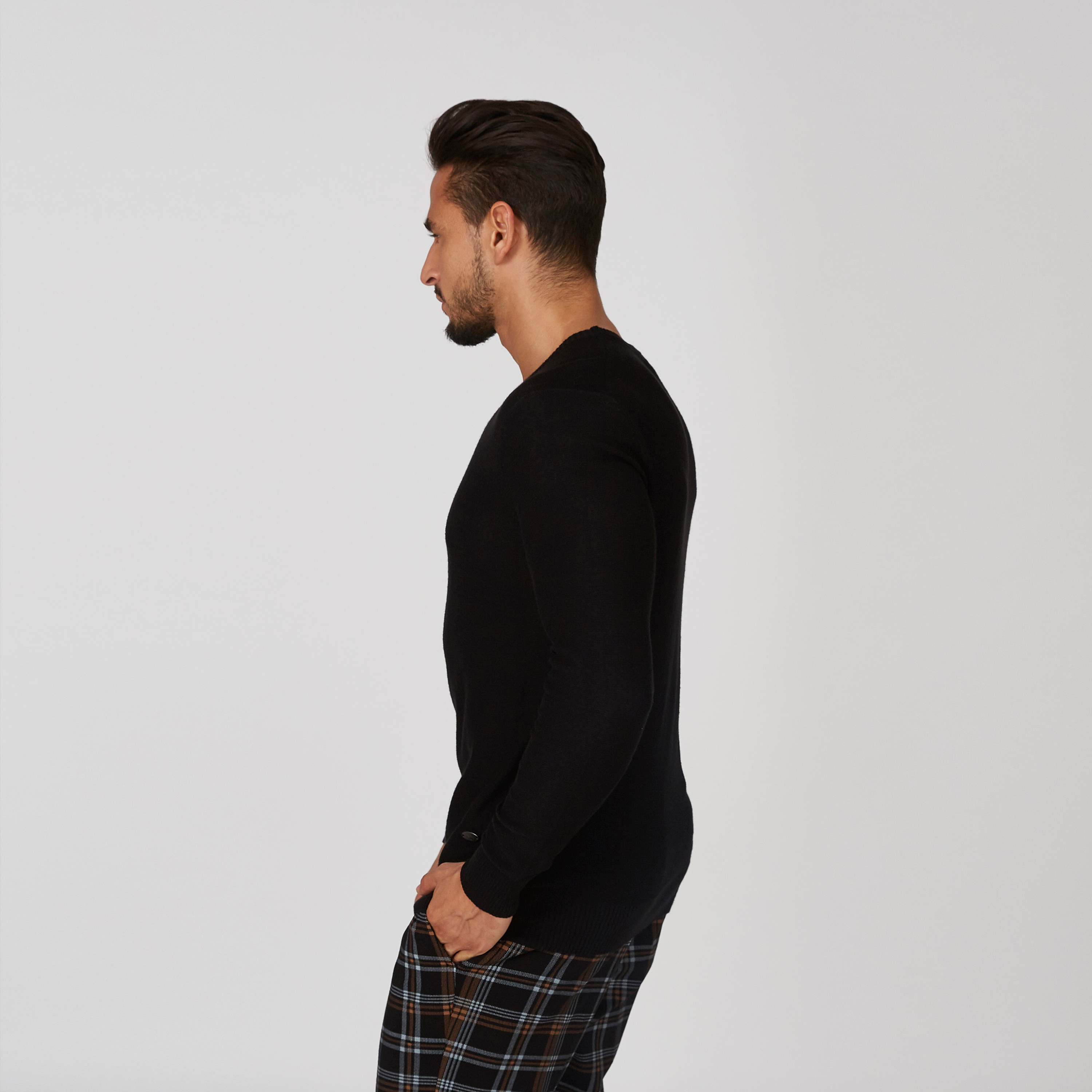 كنزة بارزة الملمس بياقة مستديرة وأكمام طويلة-men-clothing-sweatersandpullovers-image-23