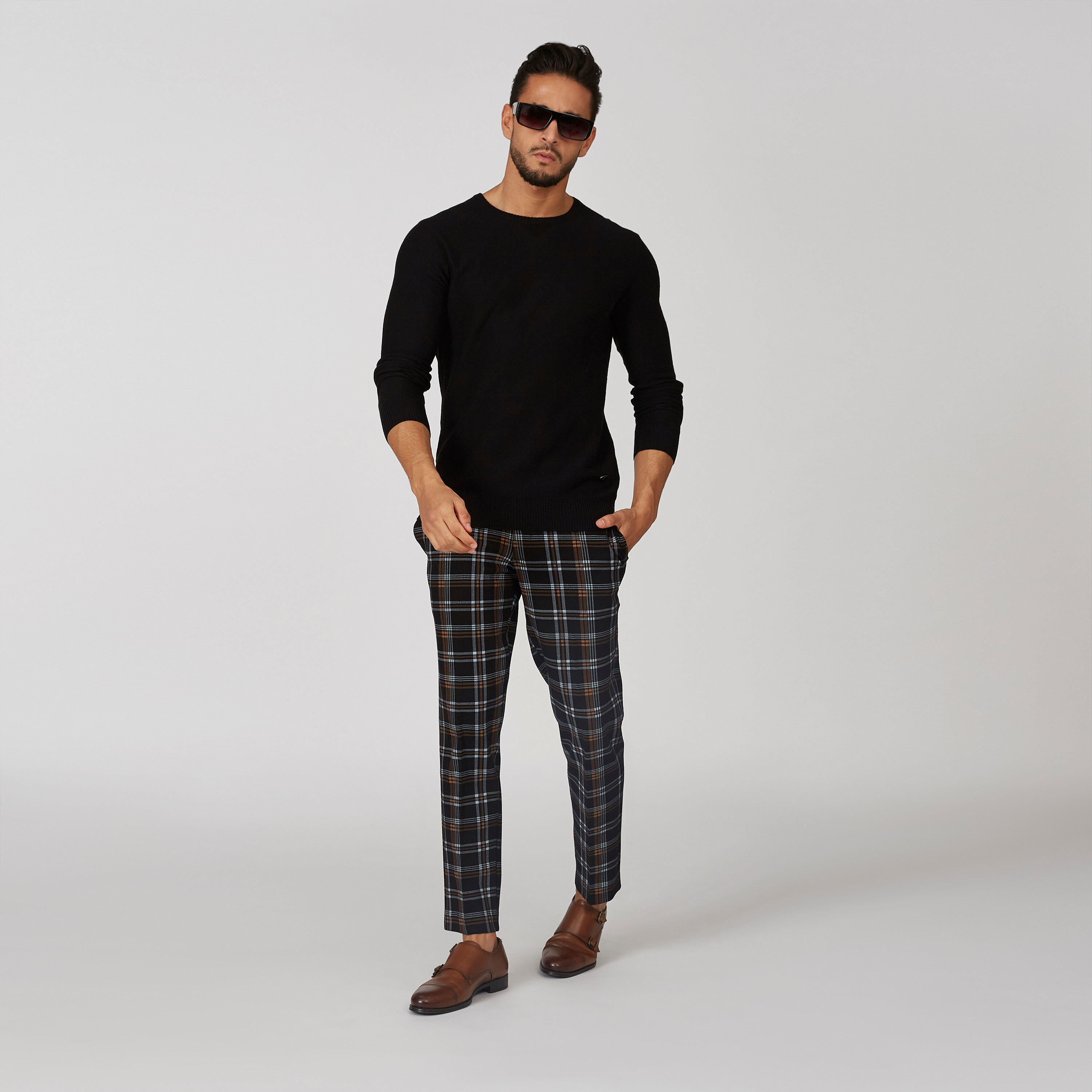 كنزة بارزة الملمس بياقة مستديرة وأكمام طويلة-men-clothing-sweatersandpullovers-image-25