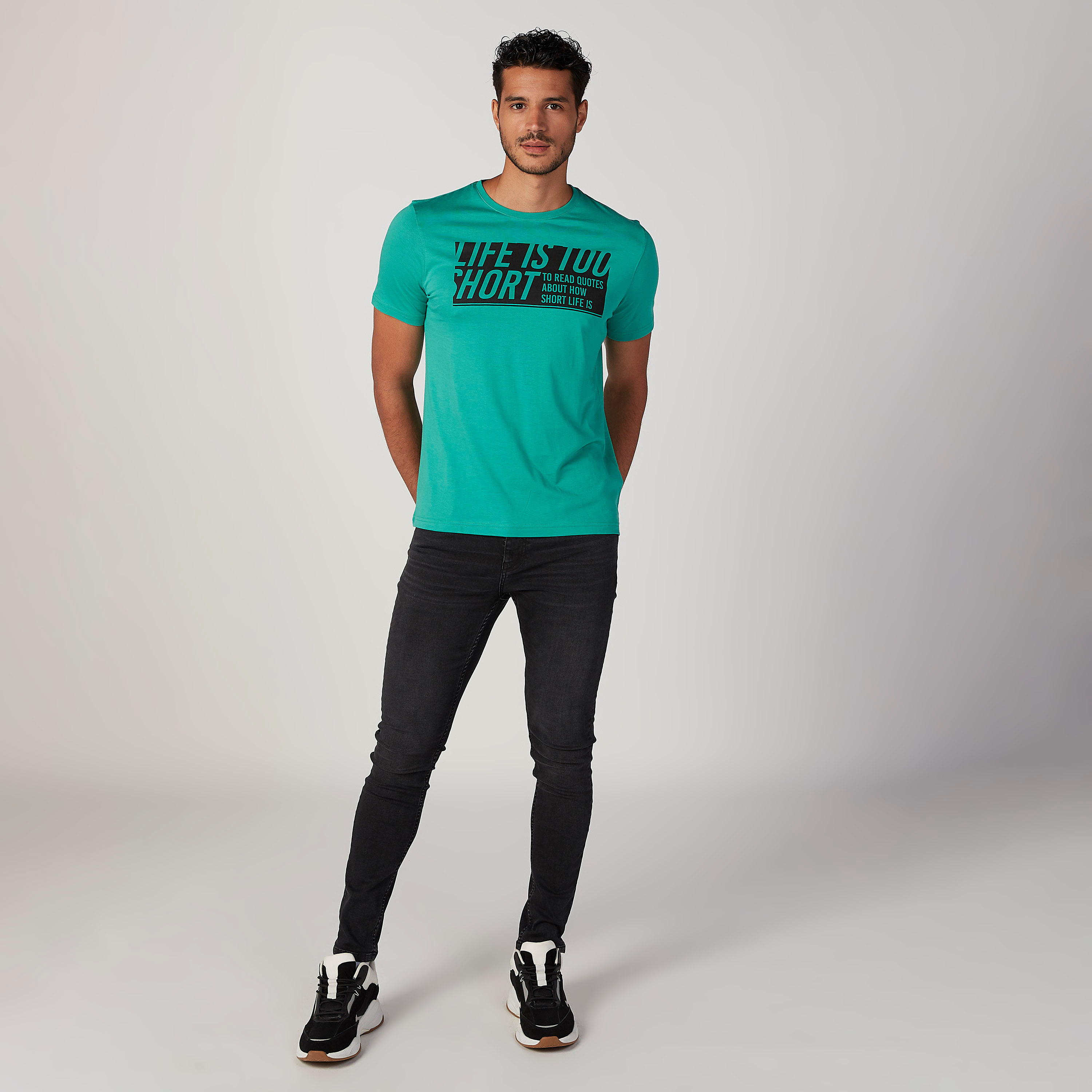Slim Fit Printed T-shirt with Crew Neck and Short Sleeves-men-clothing-tshirtsandpolos-tshirts-image-2