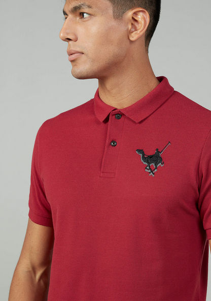 Sustainable Slim Fit Embroidered T-shirt with Polo Neck