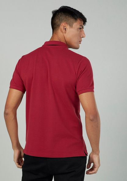 Sustainable Slim Fit Embroidered T-shirt with Polo Neck
