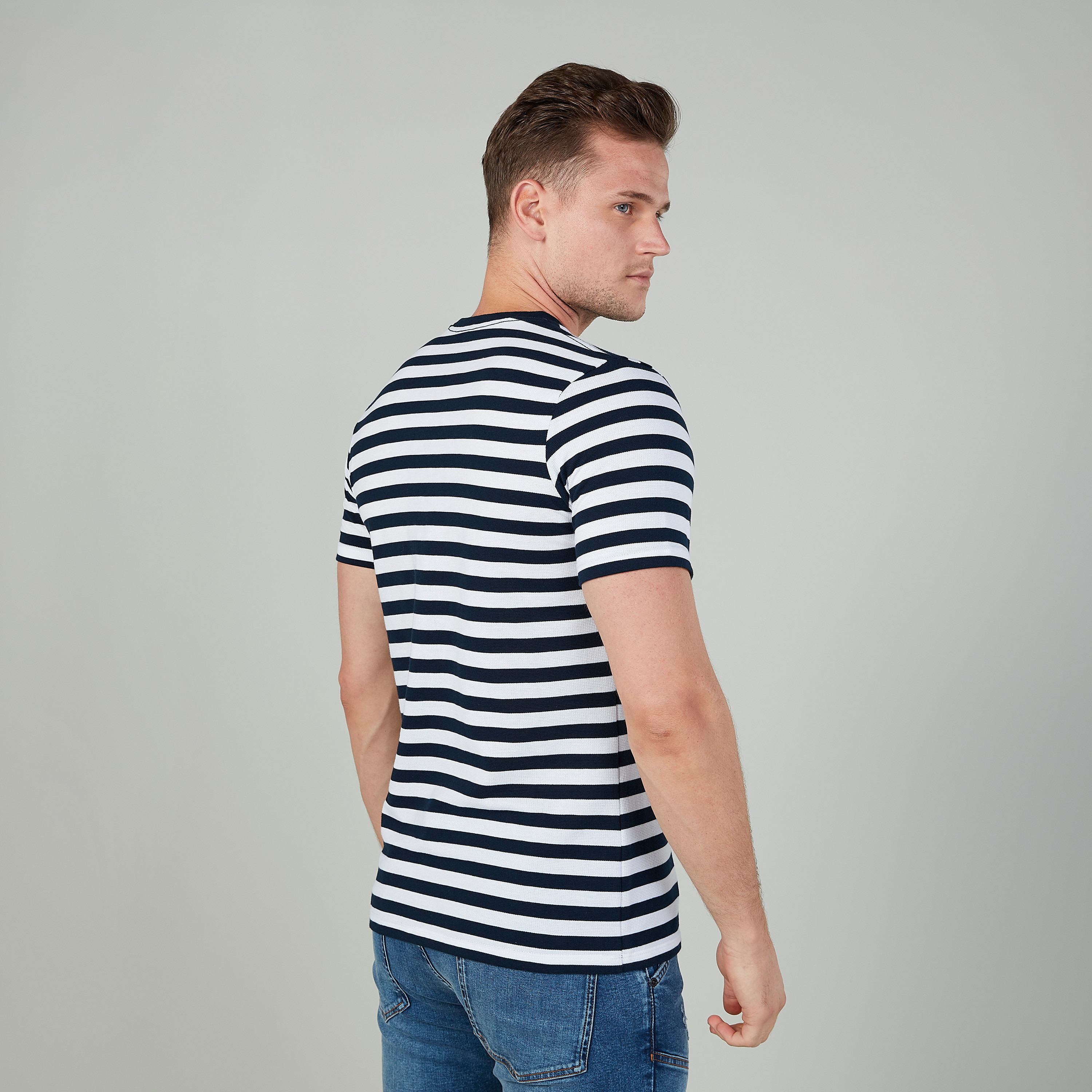 Sustainable Slim Fit Striped Crew Neck T-shirt with Short Sleeves-men-clothing-tshirtsandpolos-tshirts-image-3