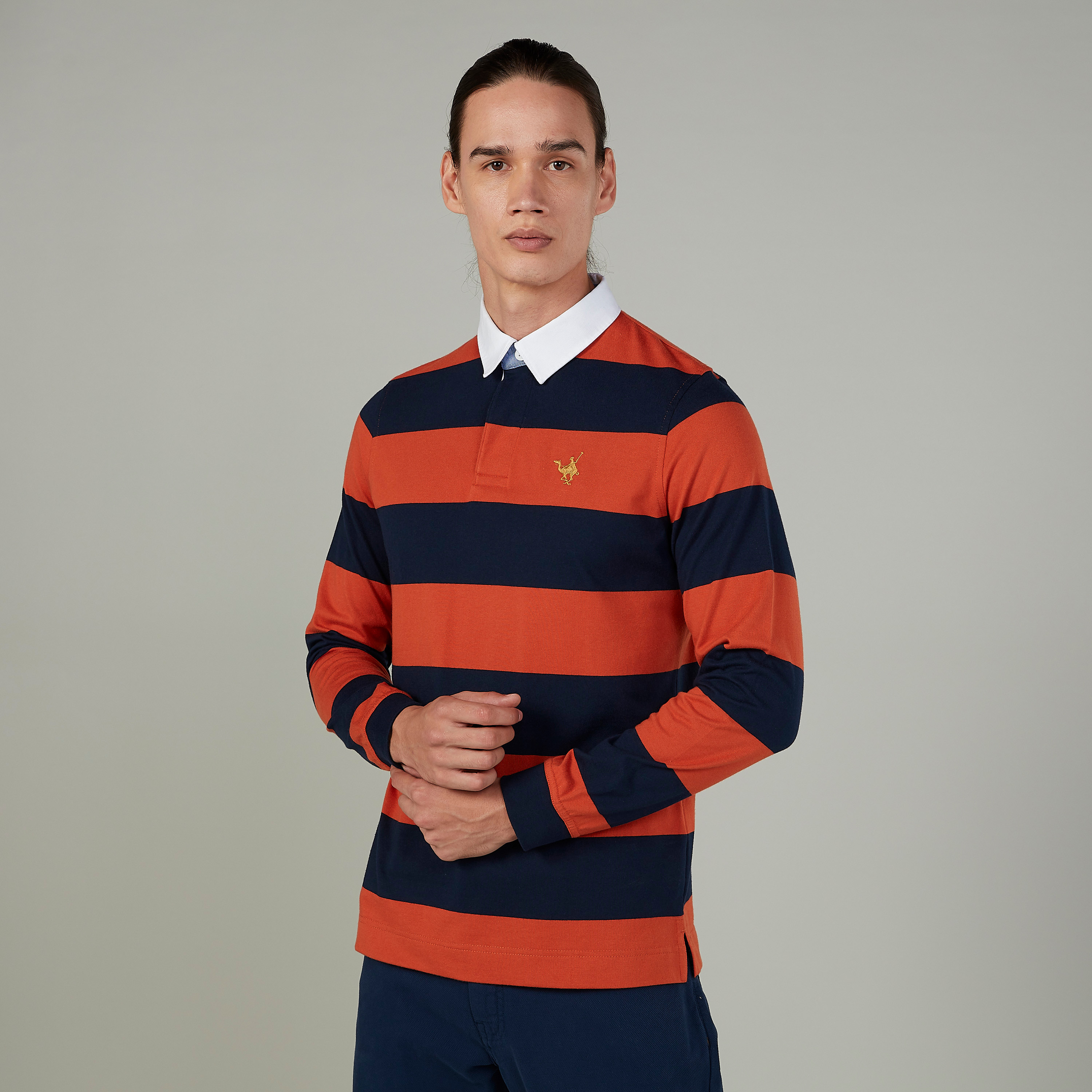 تيشيرت بولو سليم مقلّم بأكمام طويلة-men-clothing-tshirtsandpolos-polos-image-6