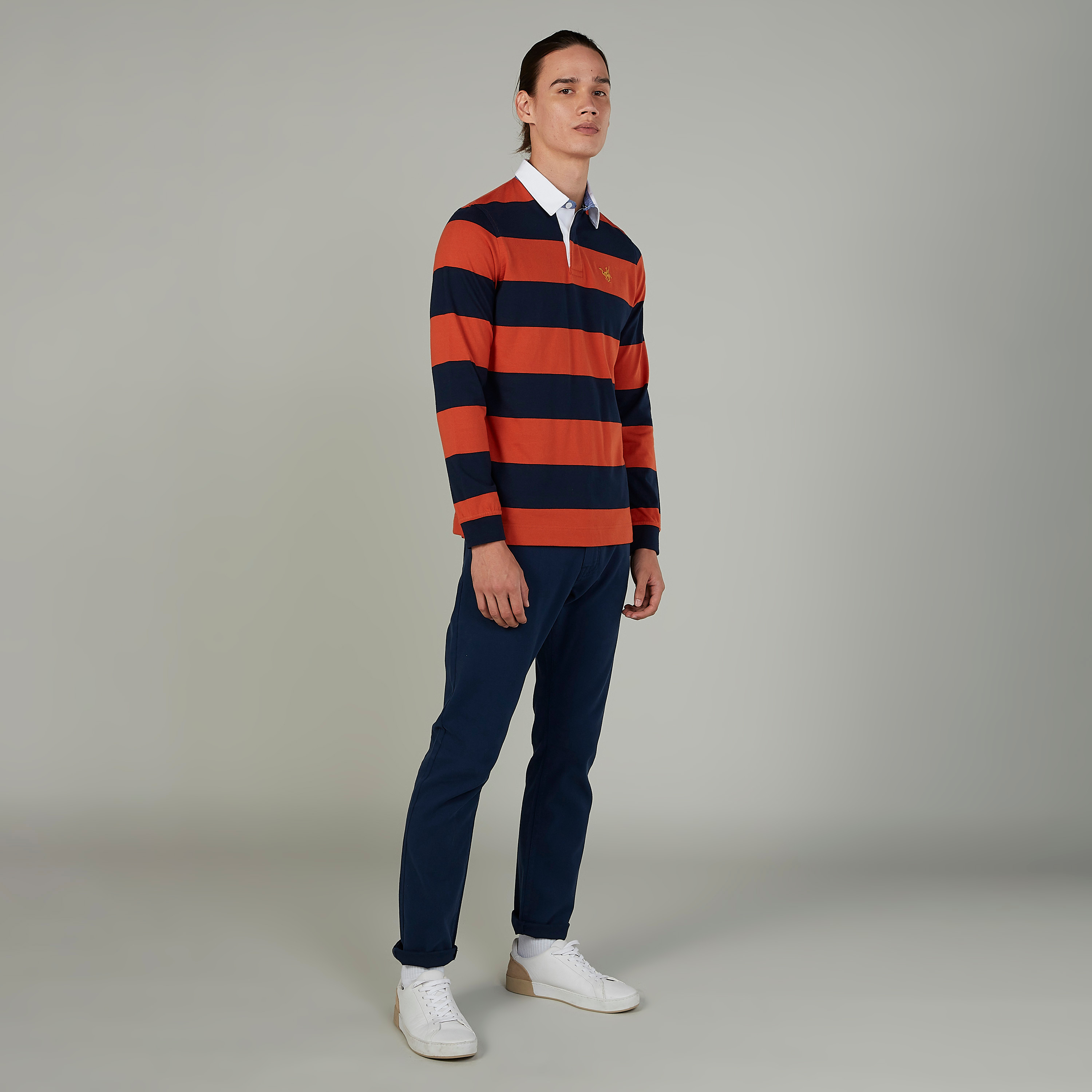 تيشيرت بولو سليم مقلّم بأكمام طويلة-men-clothing-tshirtsandpolos-polos-image-7
