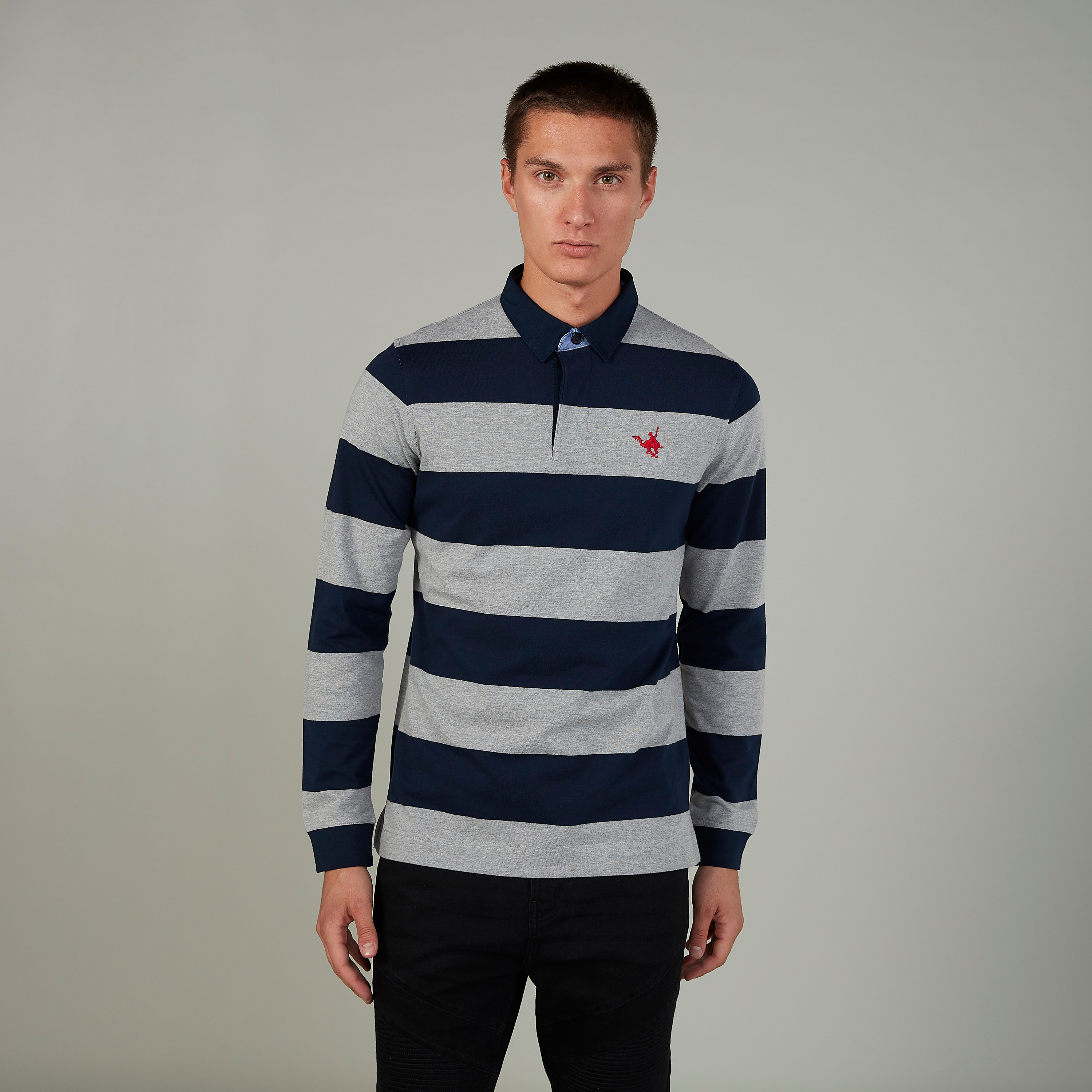 تيشيرت بولو سليم مقلّم بأكمام طويلة-men-clothing-tshirtsandpolos-polos-image-11
