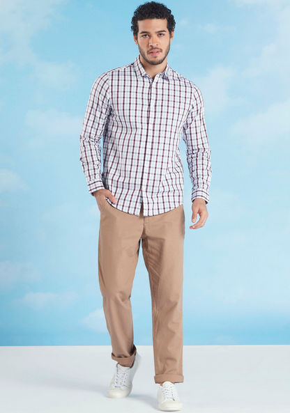 Sustainable Checked Shirt with Long Sleeves and Spread Collar