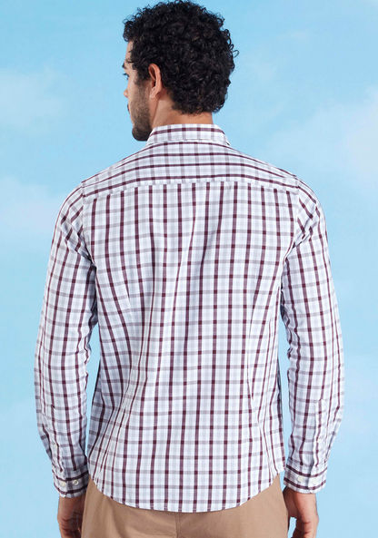 Sustainable Checked Shirt with Long Sleeves and Spread Collar