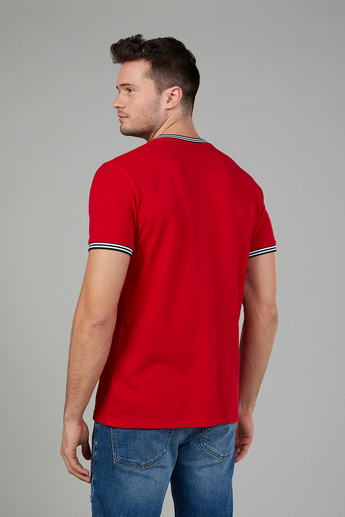 Slim Fit Plain T-shirt with Crew Neck and Short Sleeves