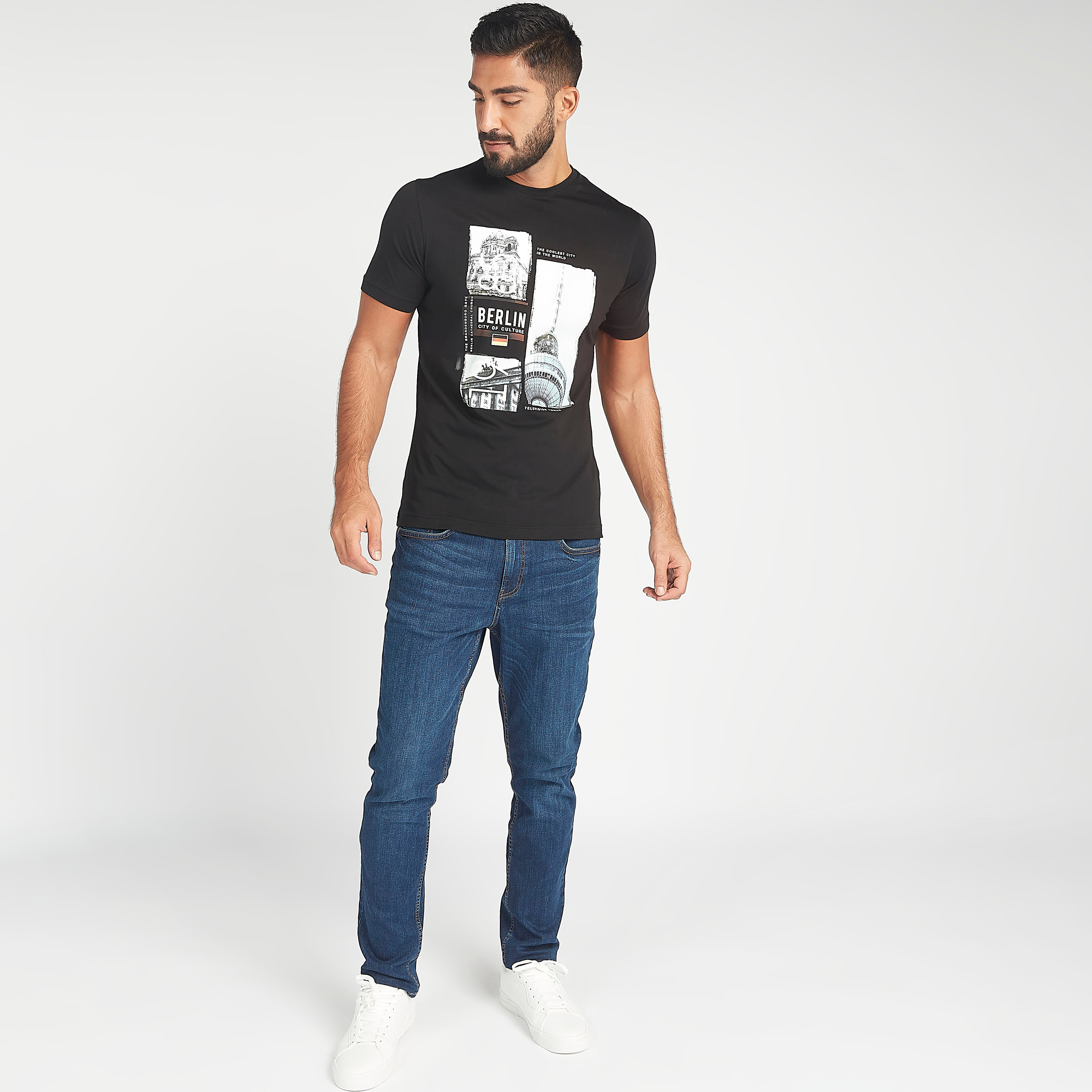 Mens slim fit sales graphic t shirts