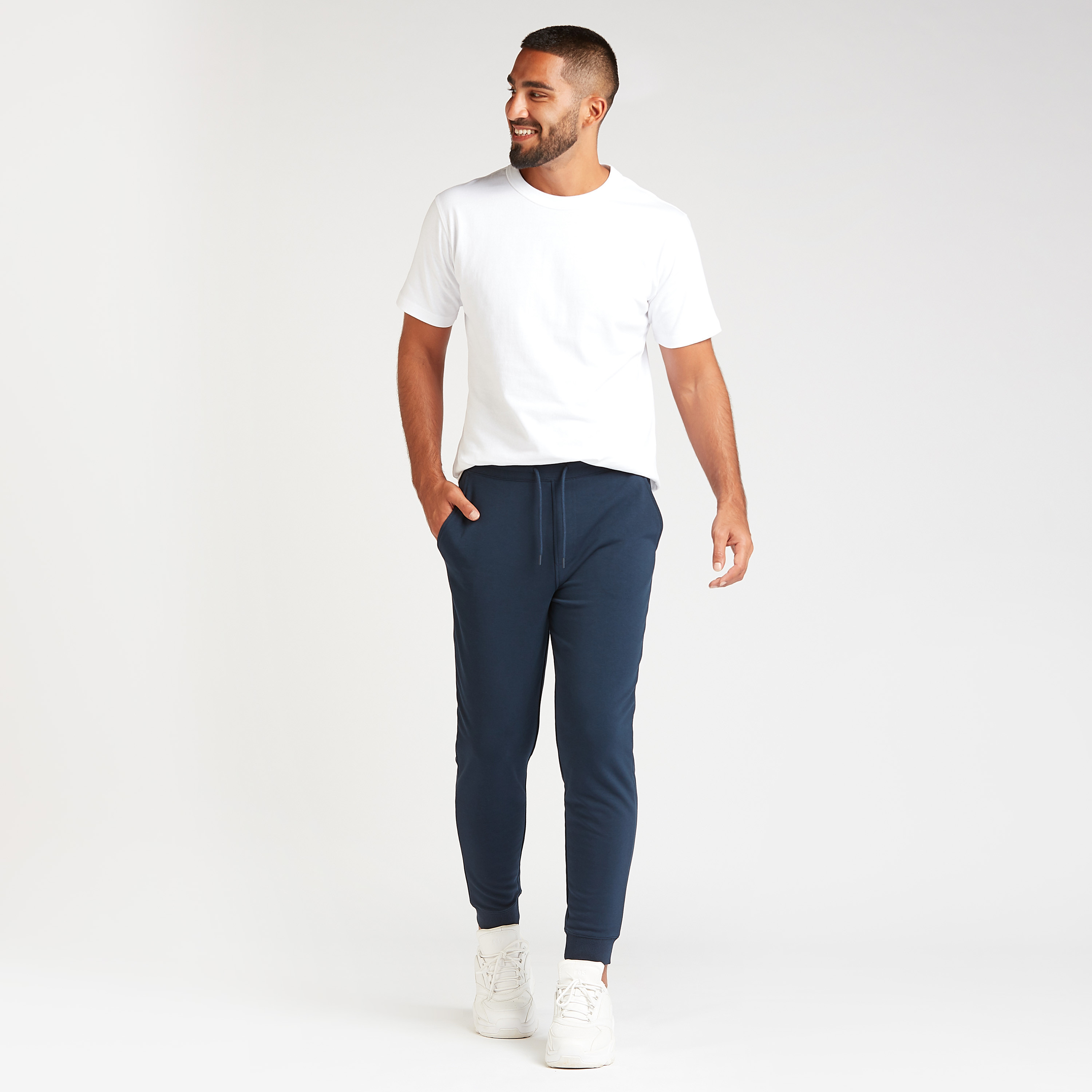 Buy Men s Sustainable Solid Joggers with Cuffed Hem and Drawstring Closure Online Centrepoint UAE