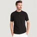Solid T-shirt with Henley Collar and Short Sleeves-T Shirts-thumbnail-0