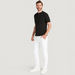 Solid T-shirt with Henley Collar and Short Sleeves-T Shirts-thumbnail-1