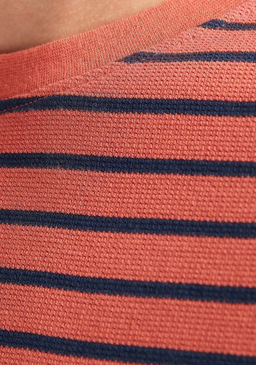 Striped Crew Neck T-shirt with Short Sleeves-T Shirts-image-5