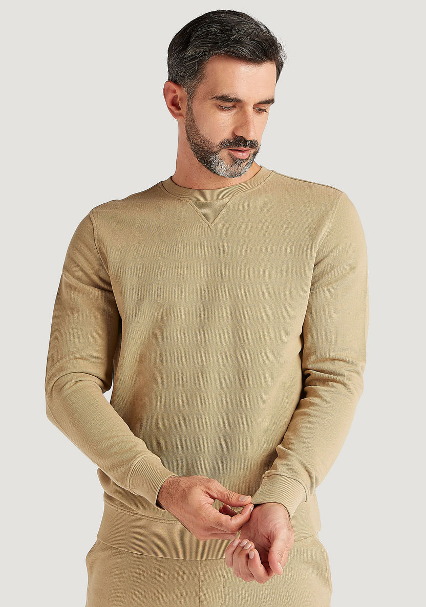 Solid Sweatshirt with Long Sleeves and Crew Neck-Hoodies and Sweatshirts-image-0