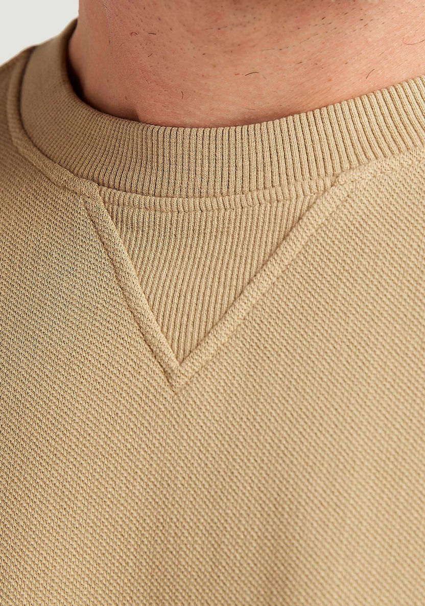 Solid Sweatshirt with Long Sleeves and Crew Neck-Hoodies and Sweatshirts-image-2