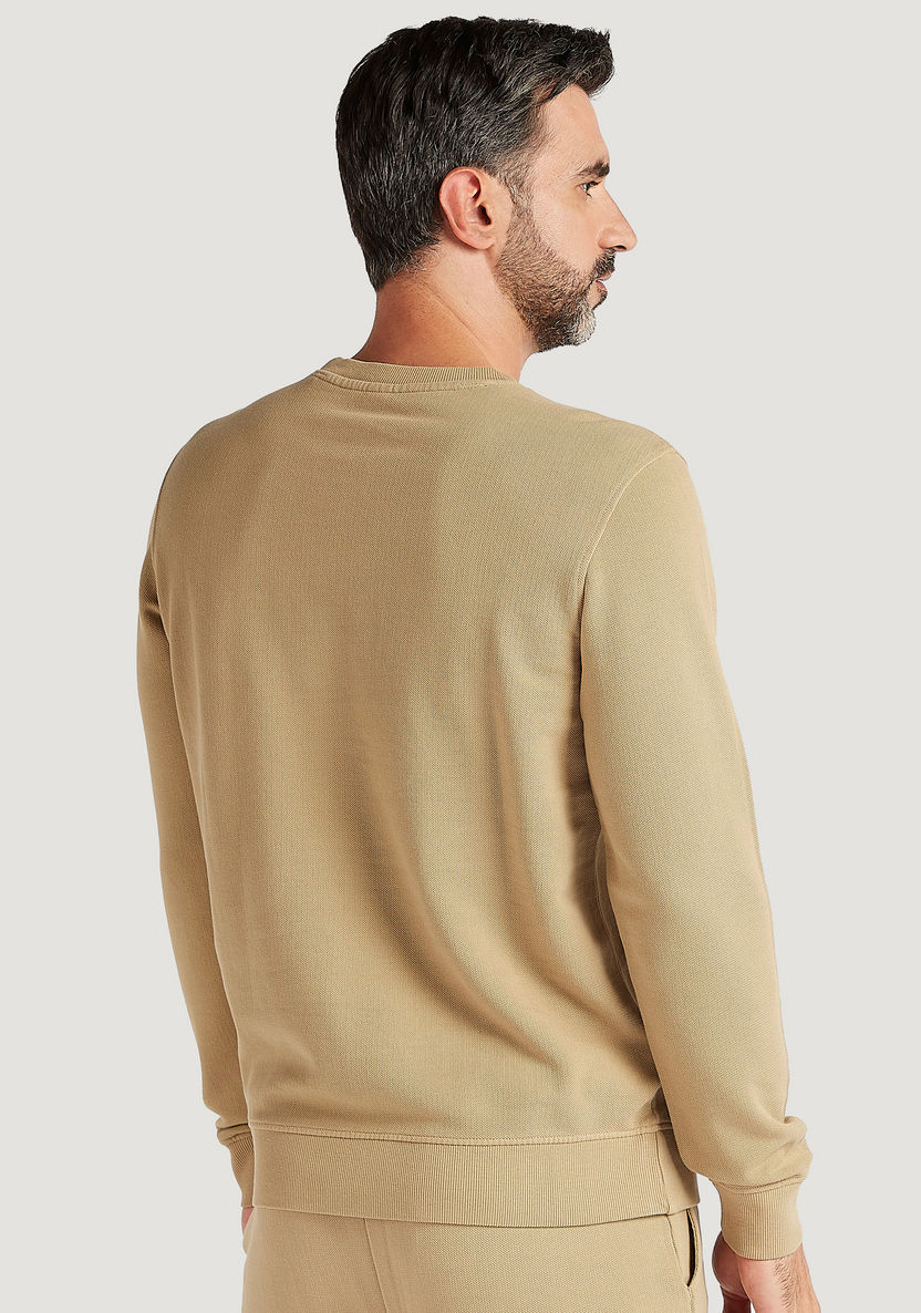 Solid Sweatshirt with Long Sleeves and Crew Neck-Hoodies and Sweatshirts-image-3