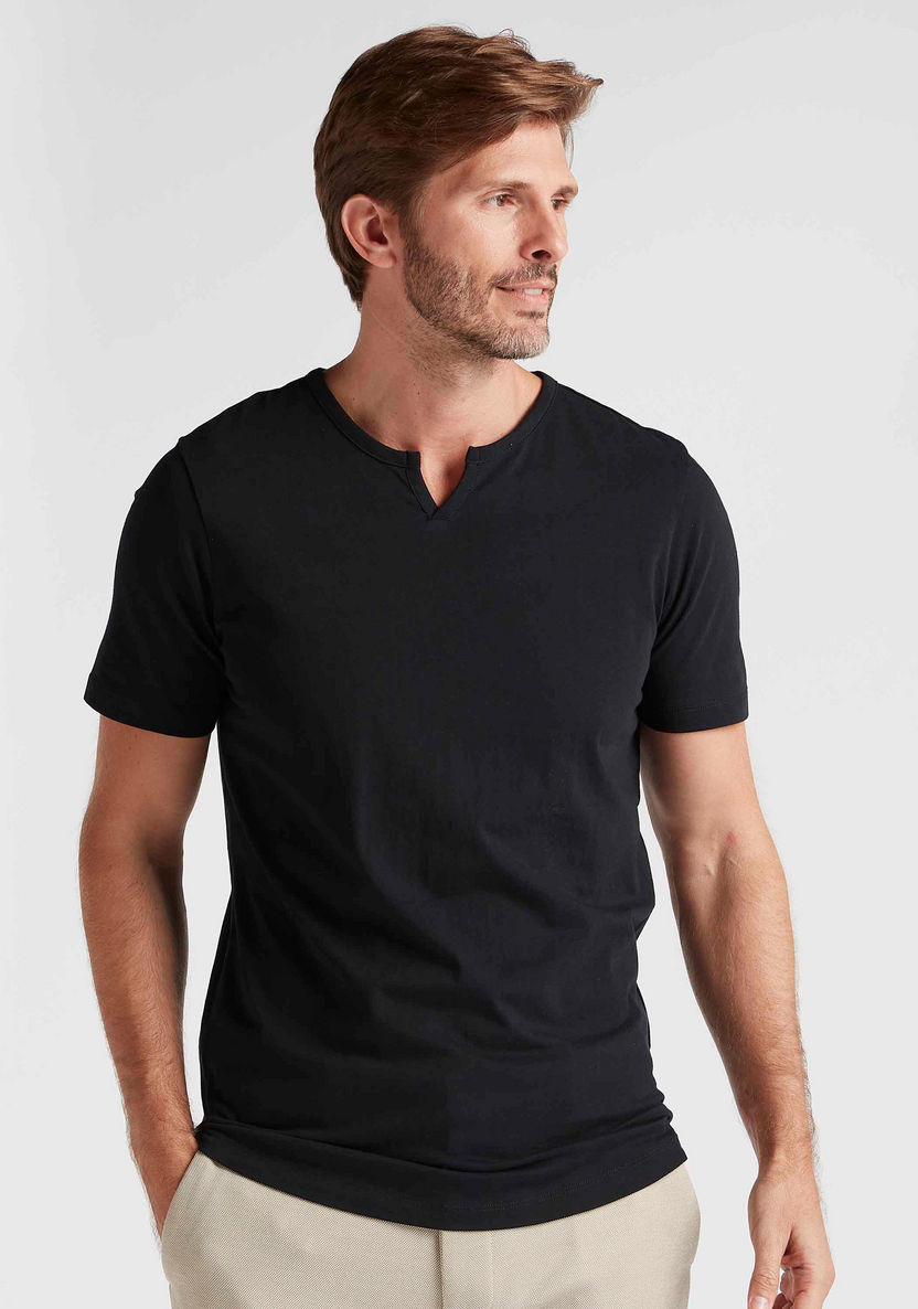 Solid T-shirt with Short Sleeves-T Shirts-image-0