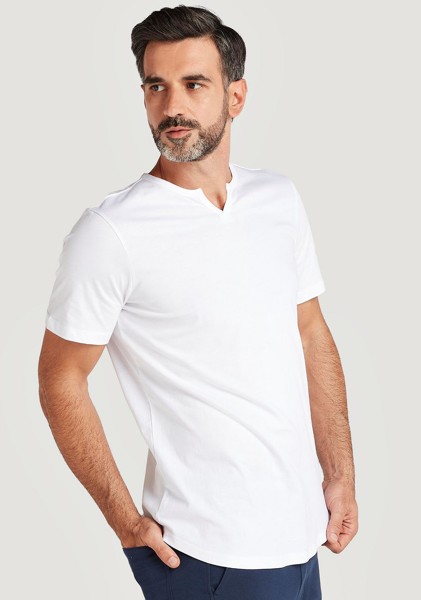 Solid T-shirt with Short Sleeves-T Shirts-image-0
