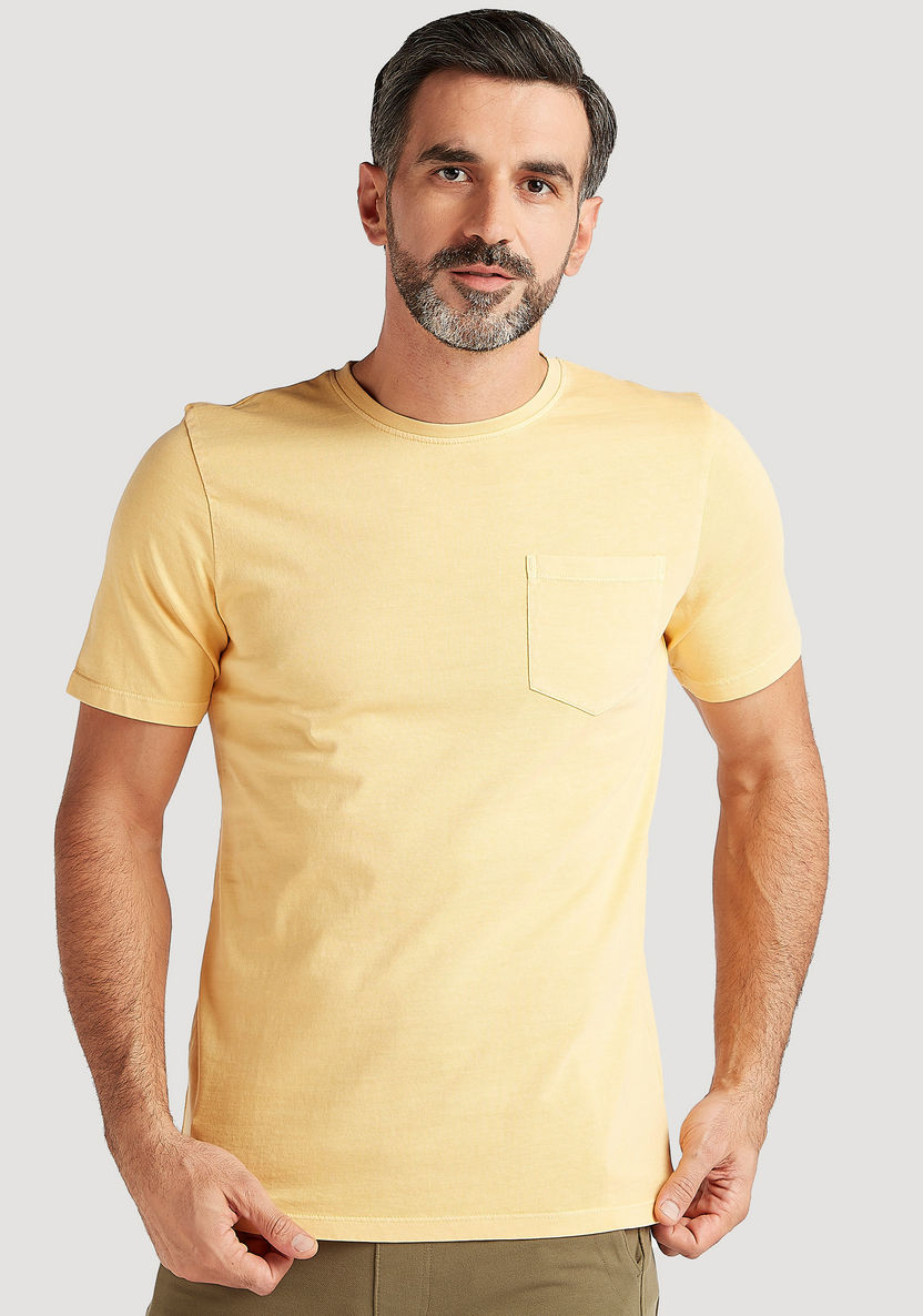 Solid T-shirt with Crew Neck and Short Sleeves-T Shirts-image-0