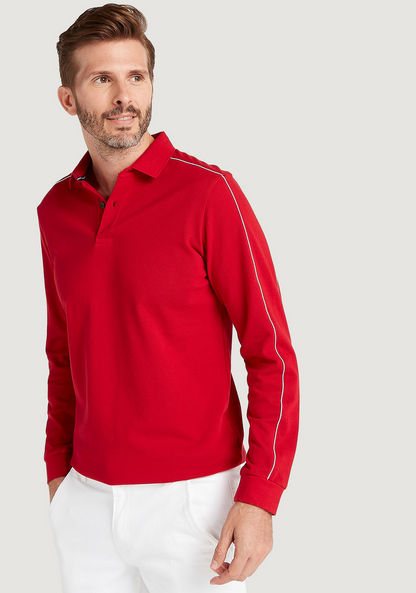 Solid Polo T-shirt with Long Sleeves-Polos-image-0