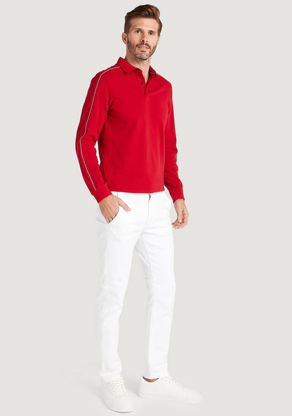Solid Polo T-shirt with Long Sleeves-Polos-image-1