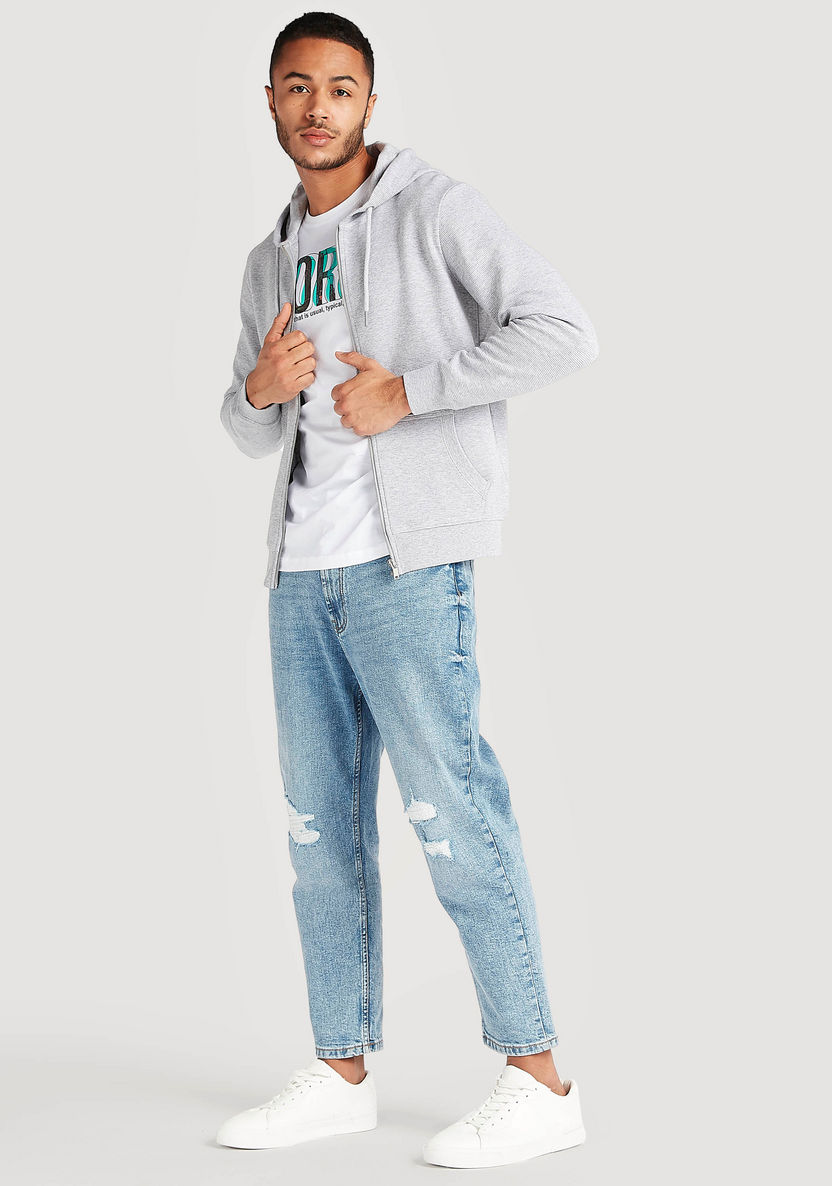 Solid Zip Through Hooded Jacket with Kangaroo Pocket-Hoodies and Sweatshirts-image-1