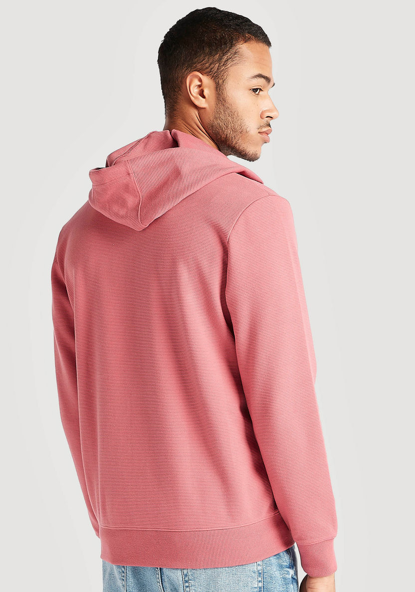 Solid Zip Through Hooded Jacket with Kangaroo Pocket-Hoodies and Sweatshirts-image-3