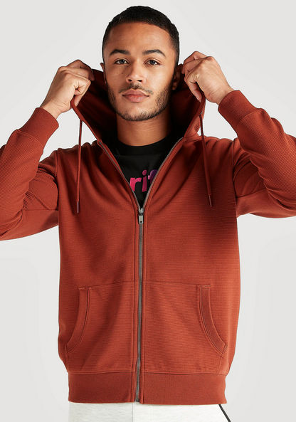 Solid Zip Through Hooded Jacket with Kangaroo Pocket-Hoodies and Sweatshirts-image-4