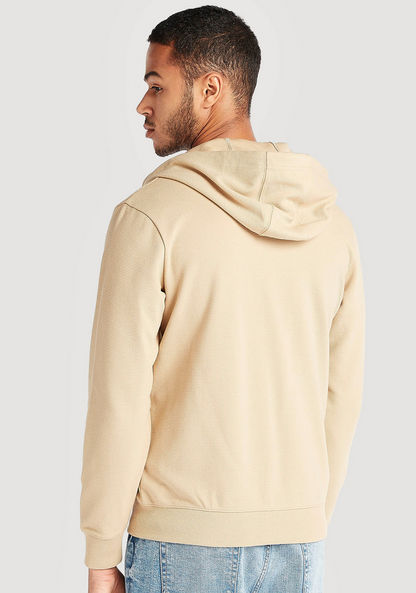 Solid Zip Through Hooded Jacket with Kangaroo Pocket