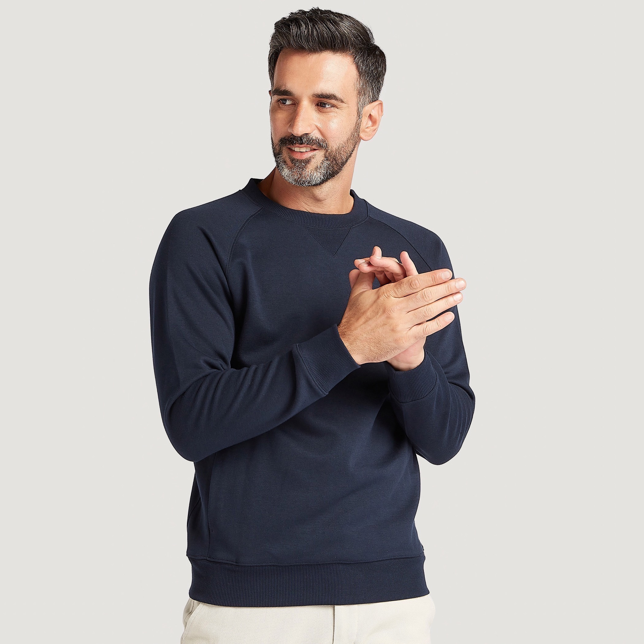 Solid Crew Neck Sweatshirt with Long Sleeves-men-winterwear-hoodiesandsweatshirts-image-1