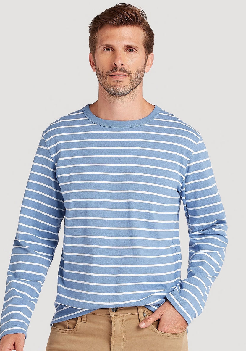 Striped T-shirt with Long Sleeves and Crew Neck-T Shirts-image-0