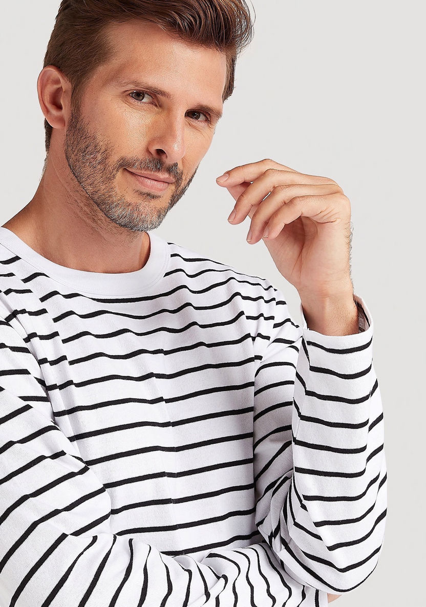 Striped T-shirt with Long Sleeves and Crew Neck-T Shirts-image-2