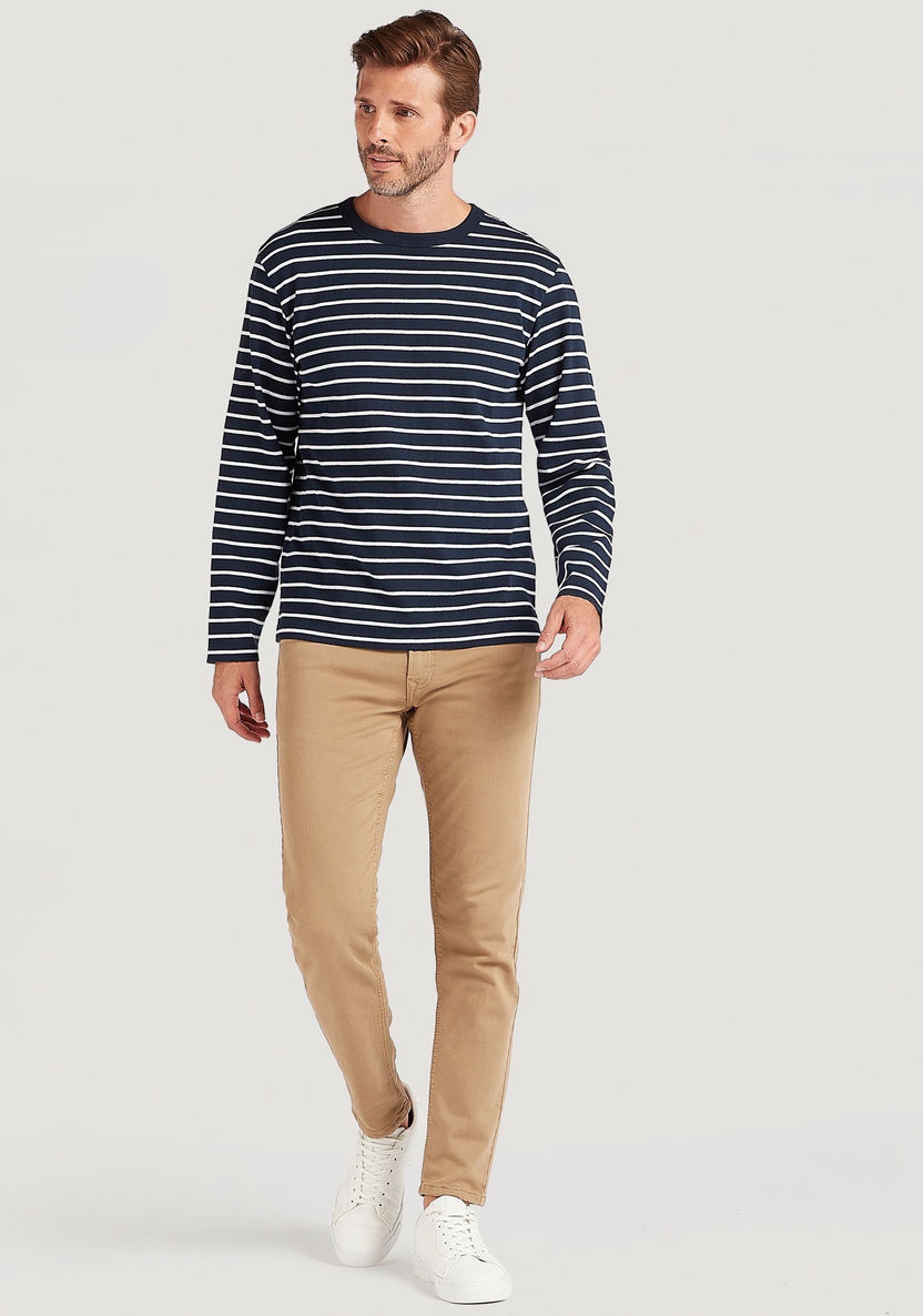 Striped T-shirt with Long Sleeves and Crew Neck-T Shirts-image-1