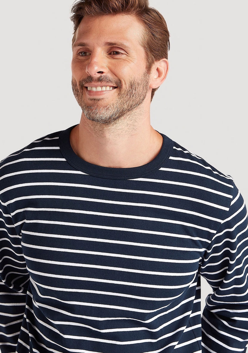 Striped T-shirt with Long Sleeves and Crew Neck-T Shirts-image-2