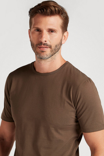 Sustainable Solid T-shirt with Short Sleeves and Crew Neck