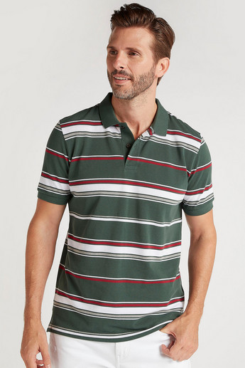 Sustainable Striped Polo T-shirt with Short Sleeves