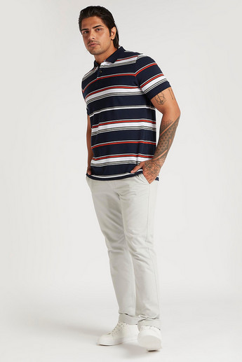 Sustainable Striped Polo T-shirt with Short Sleeves