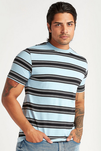 Sustainable Striped Crew Neck T-shirt with Short Sleeves