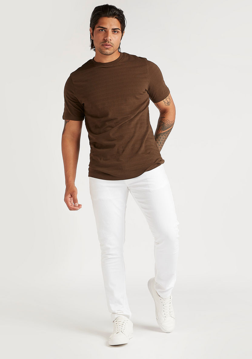 Textured T-shirt with Short Sleeves and Crew Neck-T Shirts-image-1