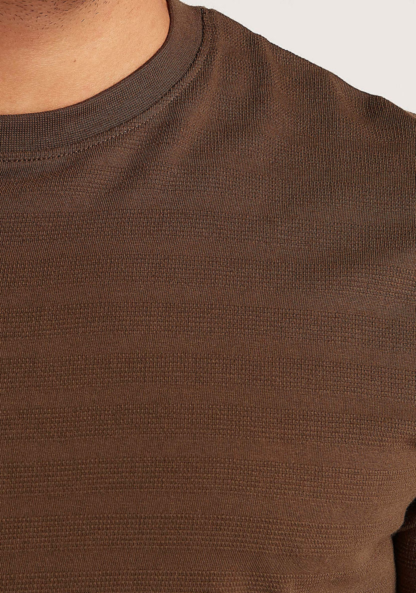 Textured T-shirt with Short Sleeves and Crew Neck-T Shirts-image-2