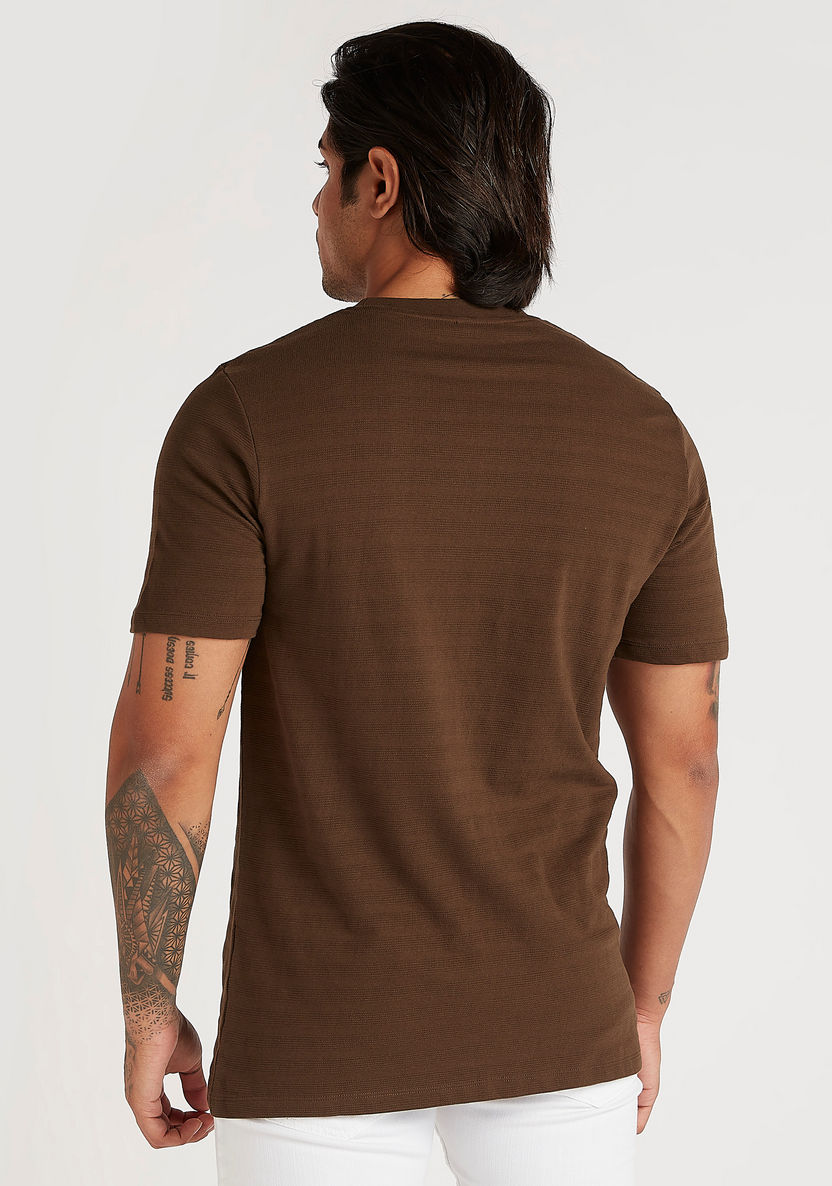 Textured T-shirt with Short Sleeves and Crew Neck-T Shirts-image-3