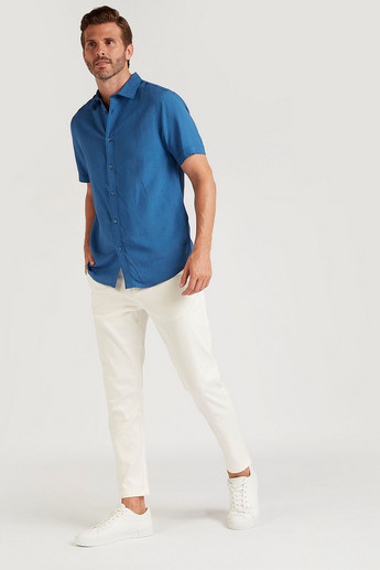 Sustainable Textured Button Up Shirt with Short Sleeves