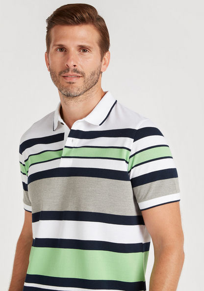 Striped Polo T-shirt with Short Sleeves and Tipping